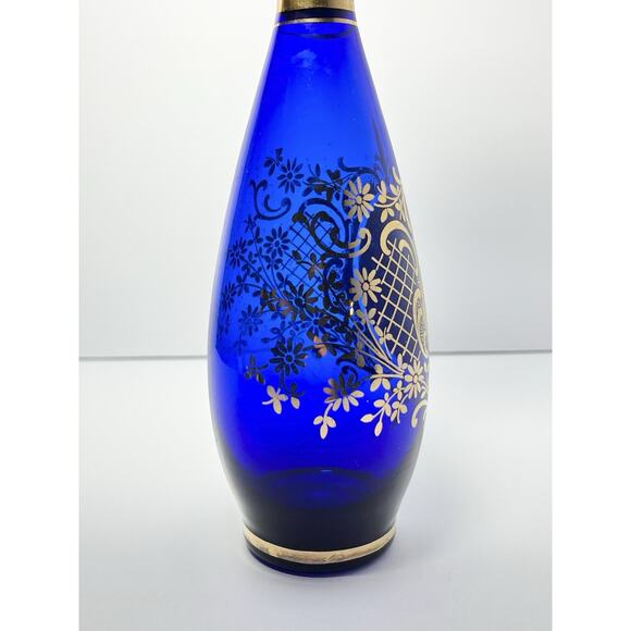 1960s Murano-Style Bohemian Venetian 6-Piece Cobalt Blue Decanter Cordial Set - Picture 5 of 13